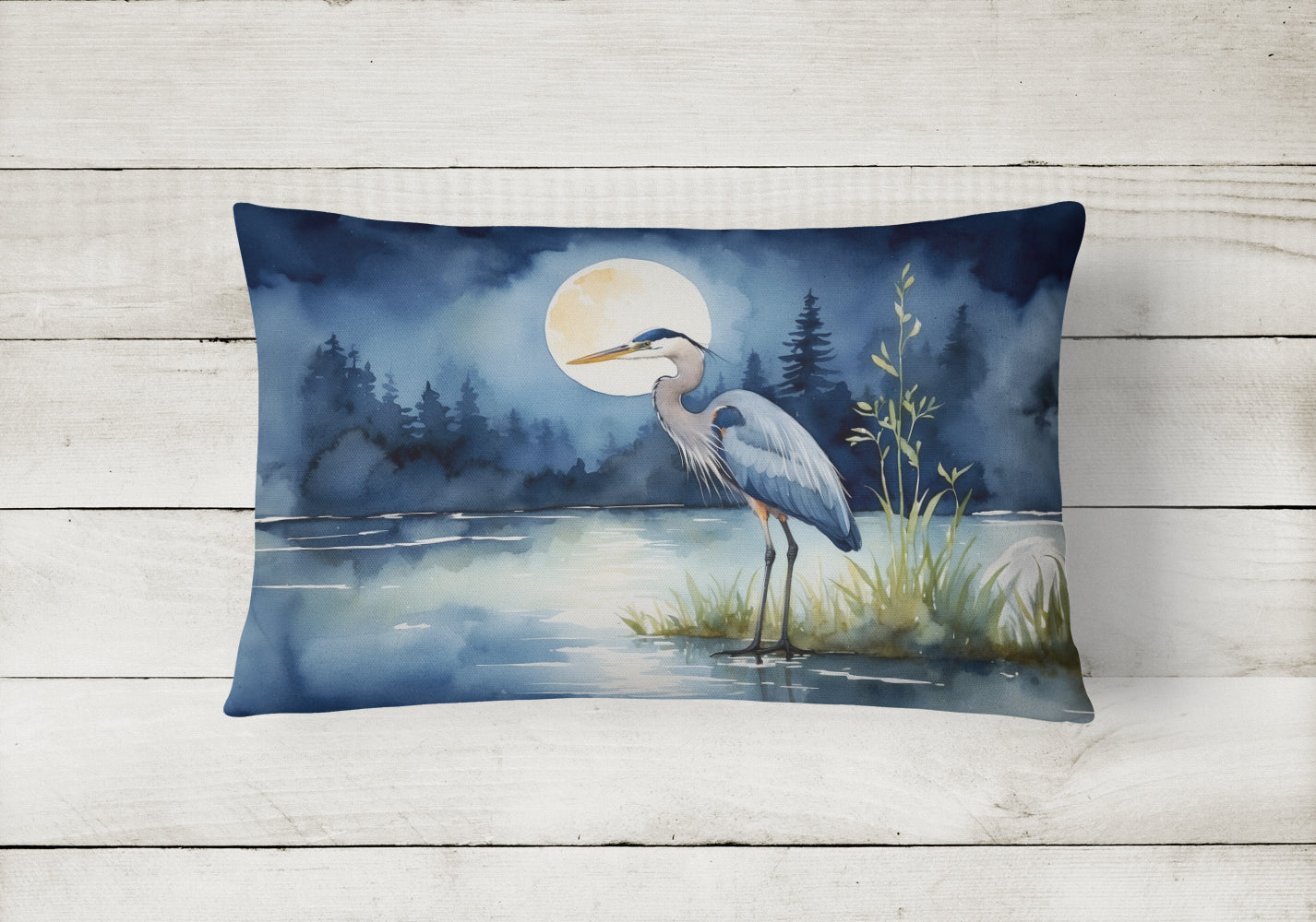 Buy this Blue Heron Under the Moonlight Throw Pillow