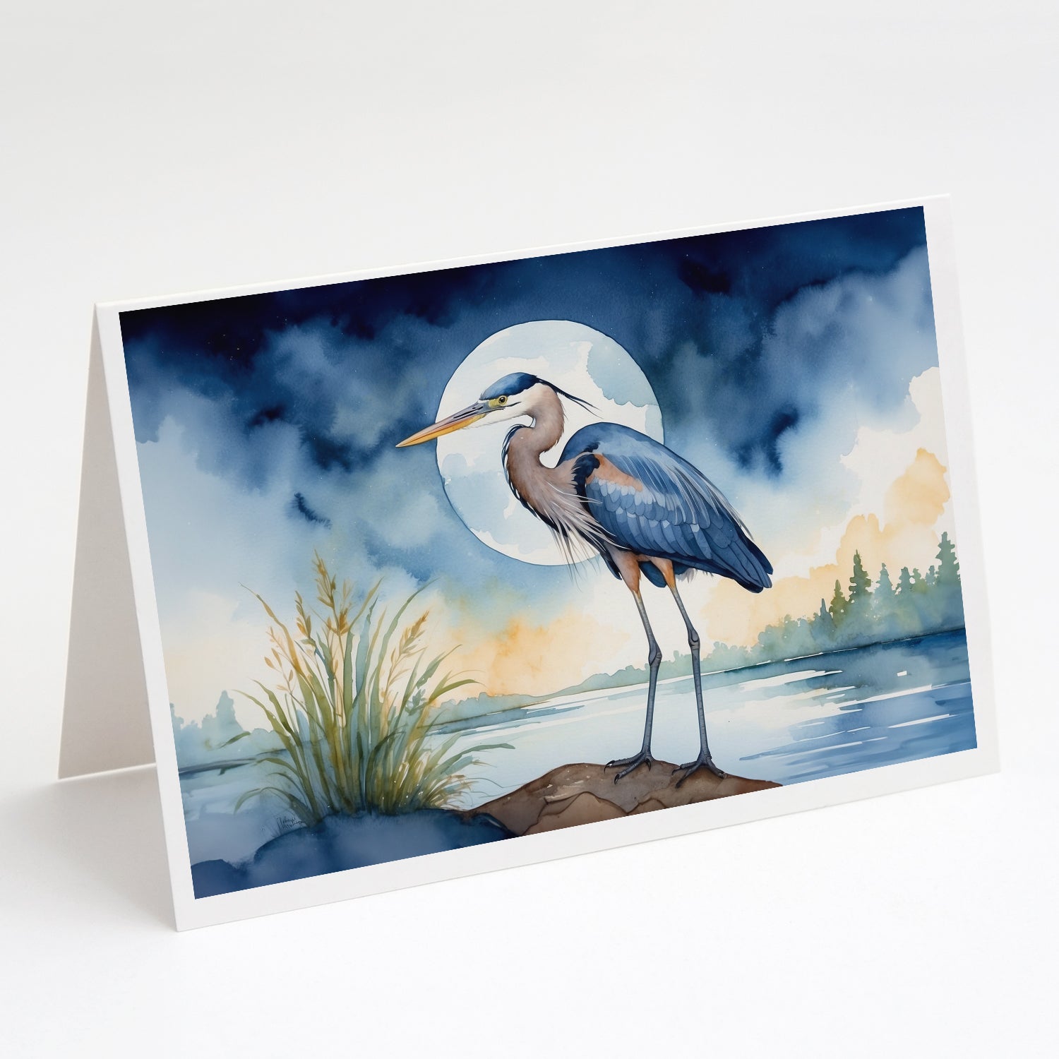 Buy this Blue Heron Under the Moonlight Greeting Cards Pack of 8