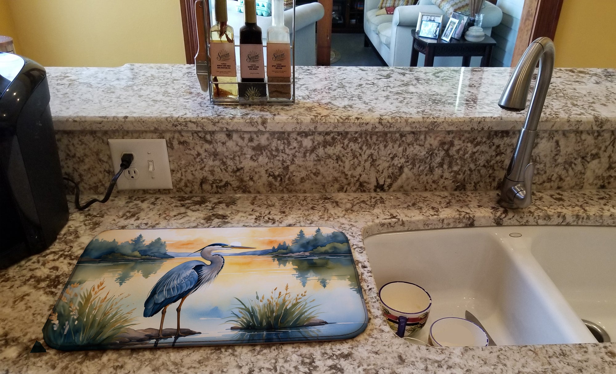 Buy this Blue Heron in the Golden Hour Dish Drying Mat