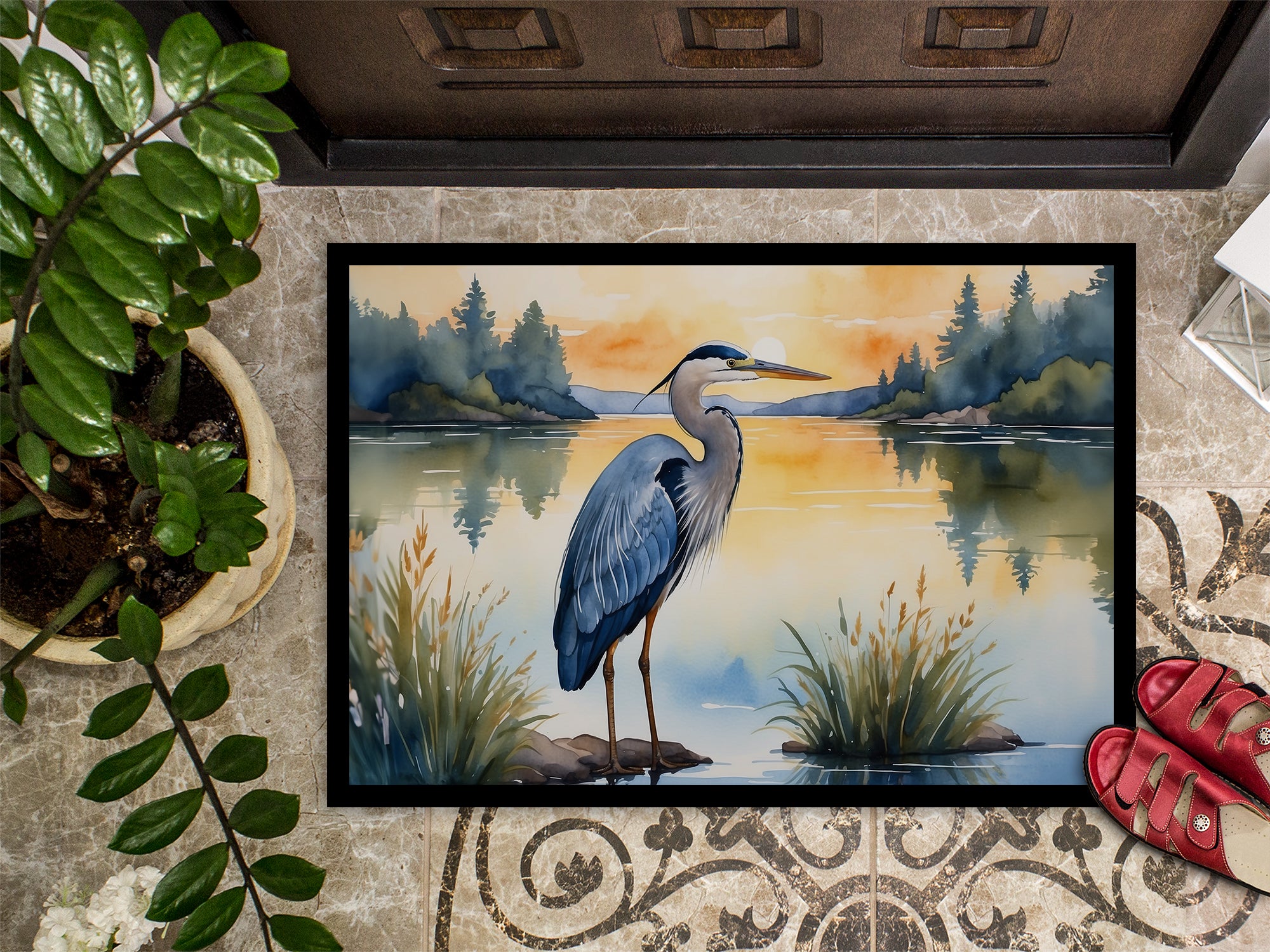 Blue Heron in the Golden Hour Doormat