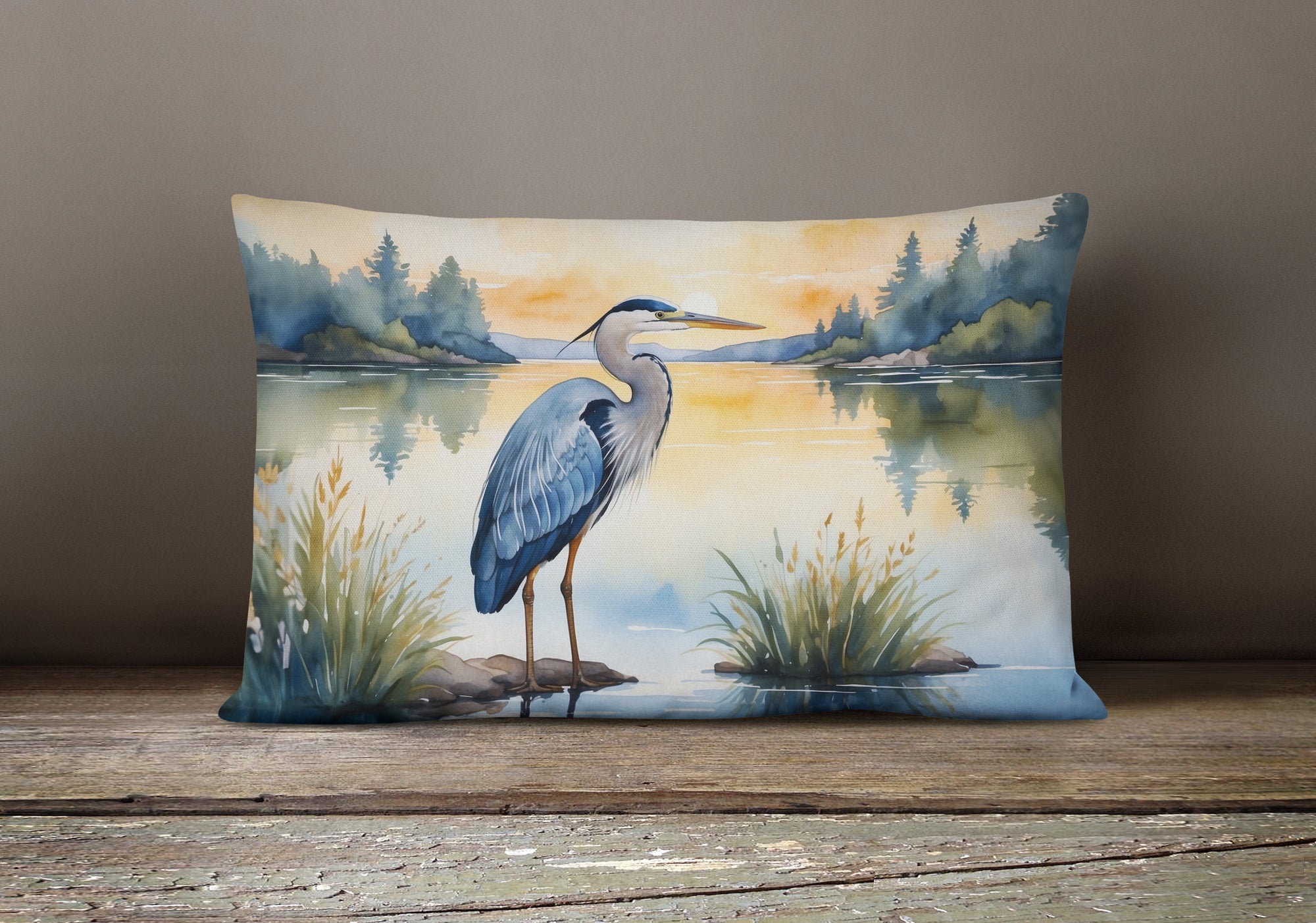 Blue Heron in the Golden Hour Throw Pillow