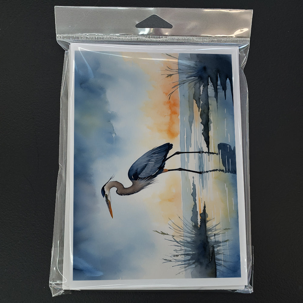 Blue Heron Barely Lit Sky Greeting Cards Pack of 8