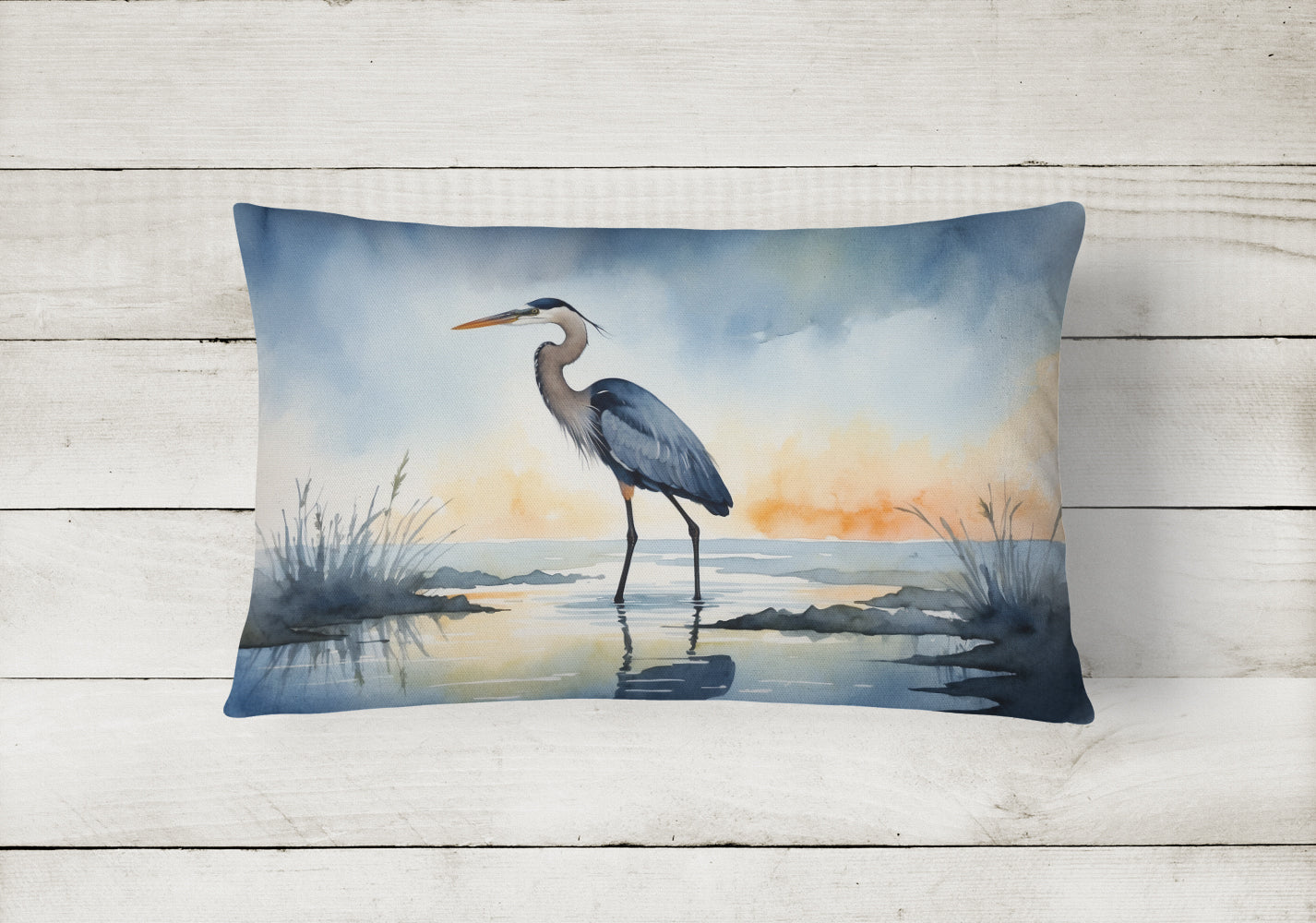 Blue Heron Barely Lit Sky Throw Pillow