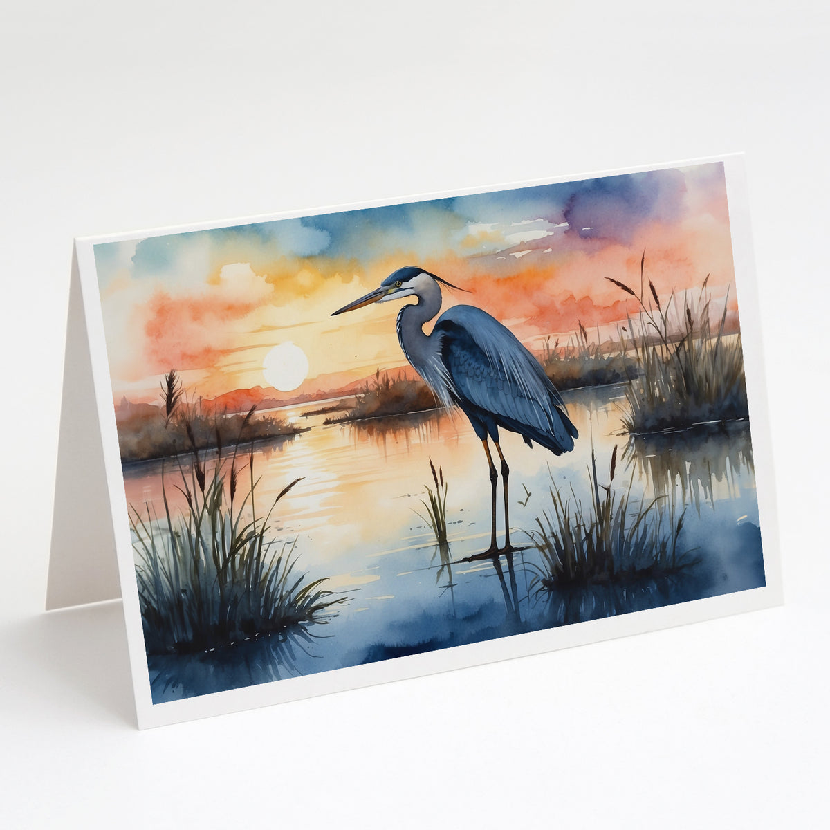 Buy this Blue Heron Setting Sun Greeting Cards Pack of 8