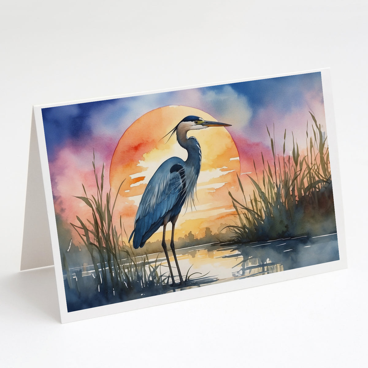 Buy this Blue Heron Setting Sun Greeting Cards Pack of 8