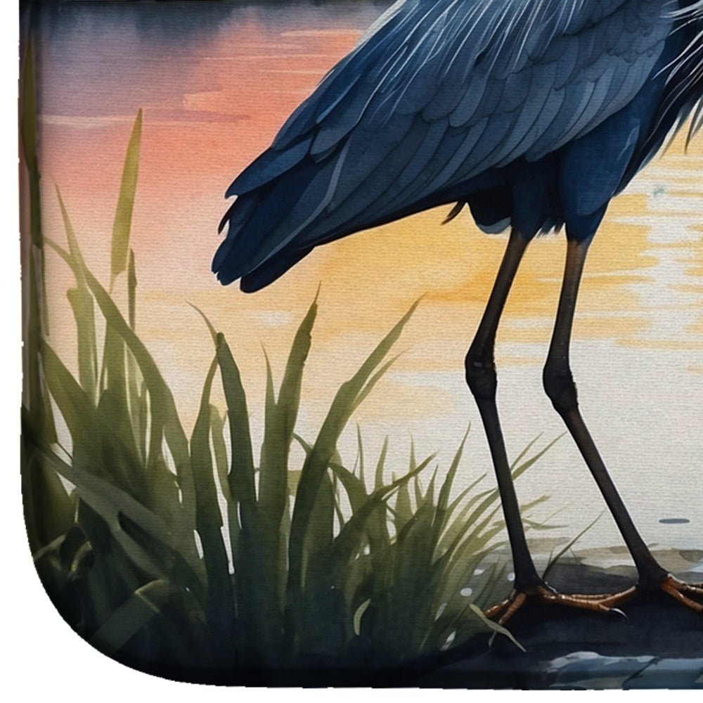 Blue Heron Setting Sun Dish Drying Mat