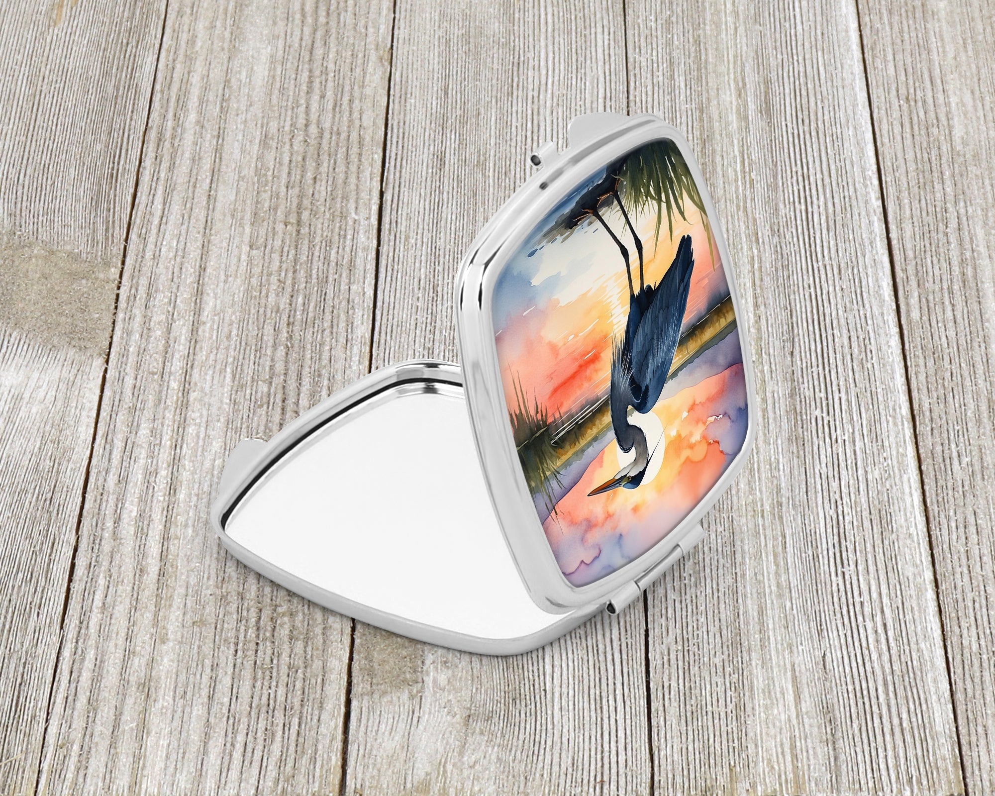 Blue Heron Setting Sun Compact Mirror