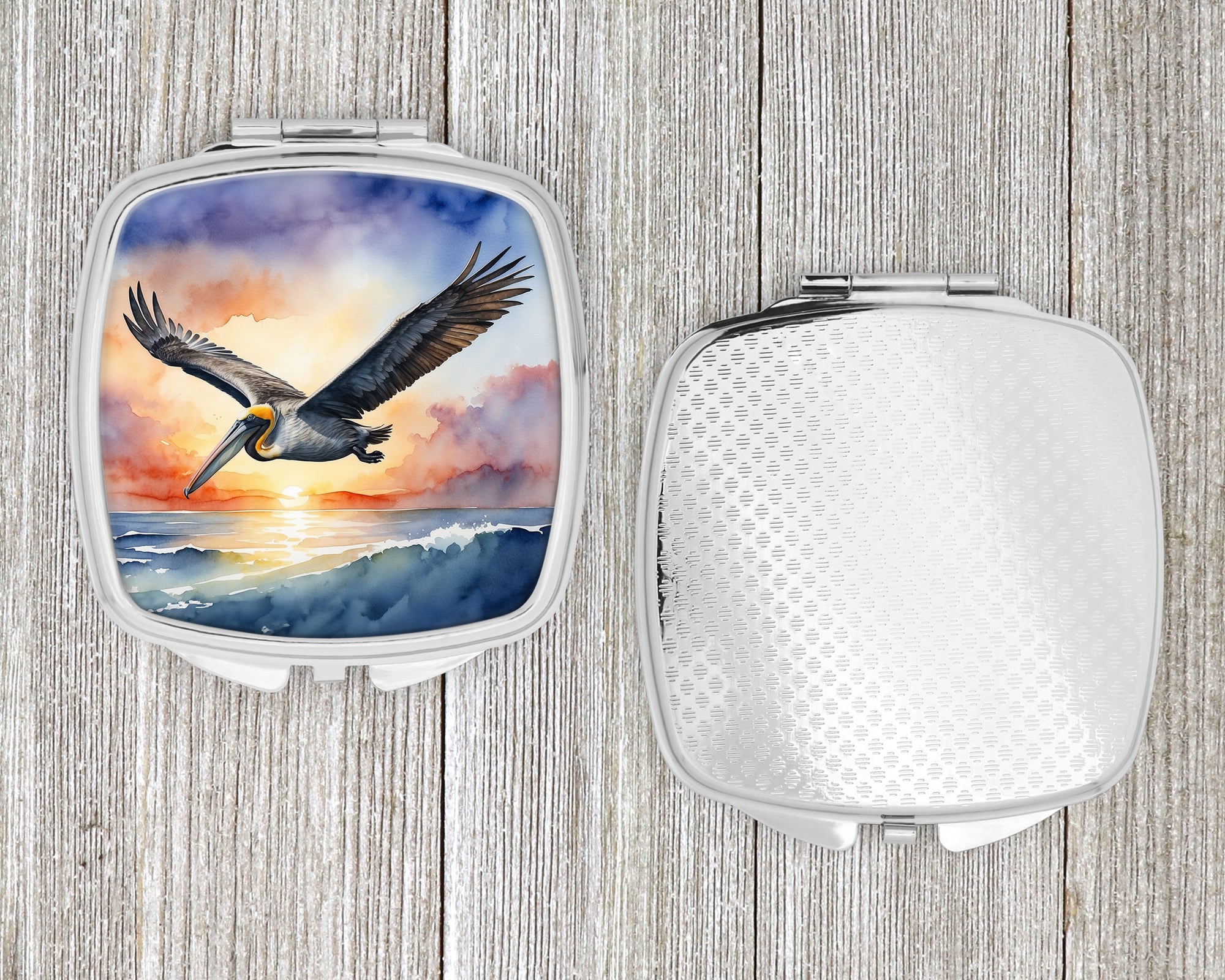 Pelican Fyling at Sunrise Compact Mirror