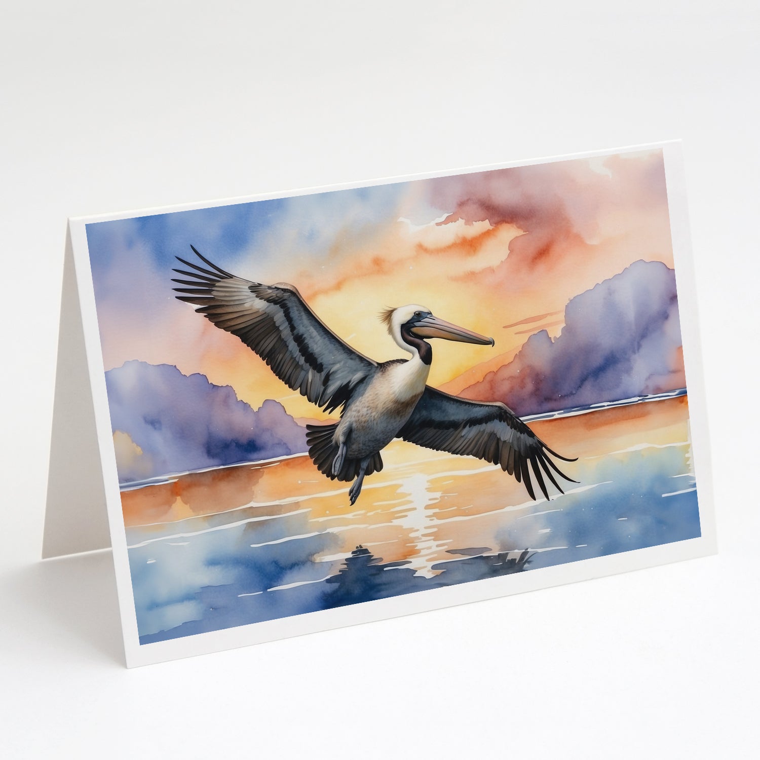 Buy this Pelican Fyling at Sunrise Greeting Cards Pack of 8