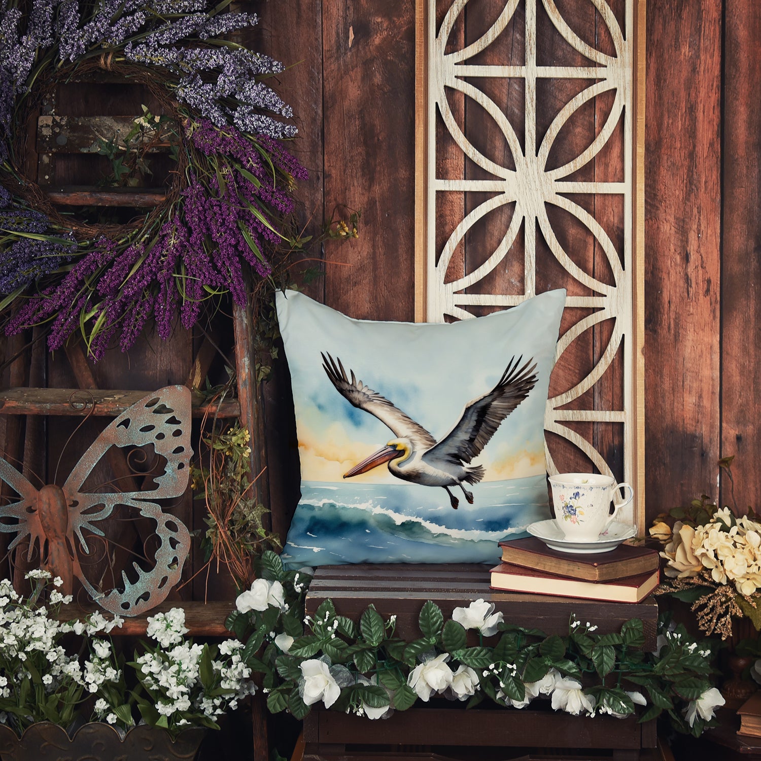 Pelican Soaring Throw Pillow