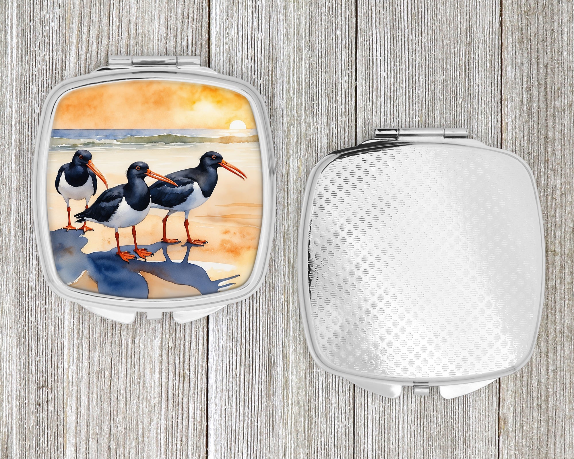 Oystercatchers Foraging Compact Mirror