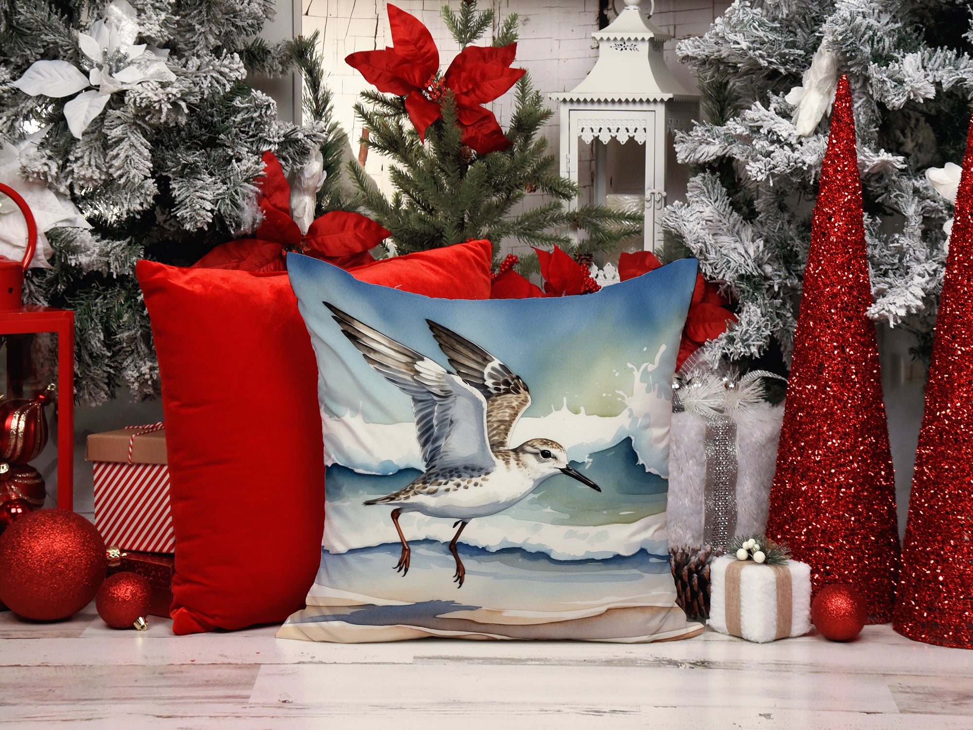 Sanderling Racing the Tide Throw Pillow