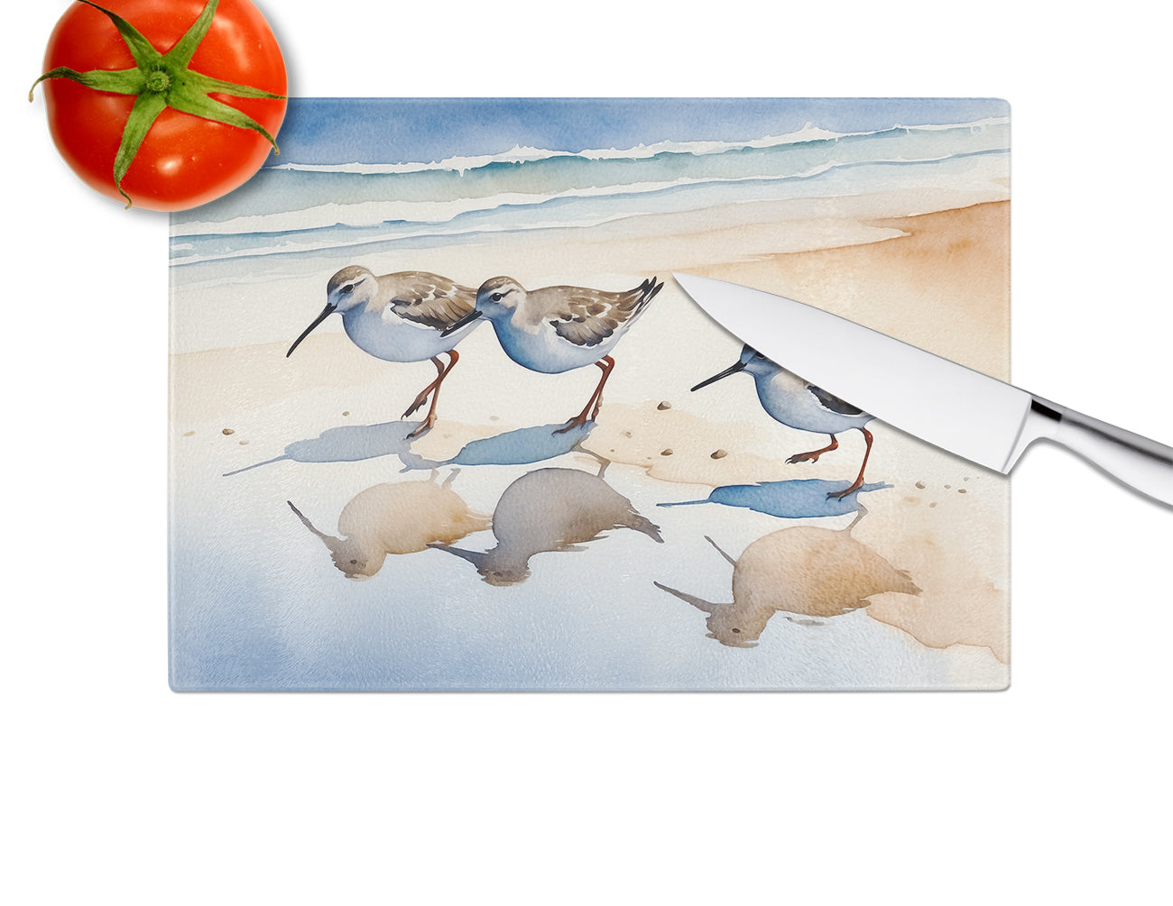 Sandpipers Glass Cutting Board