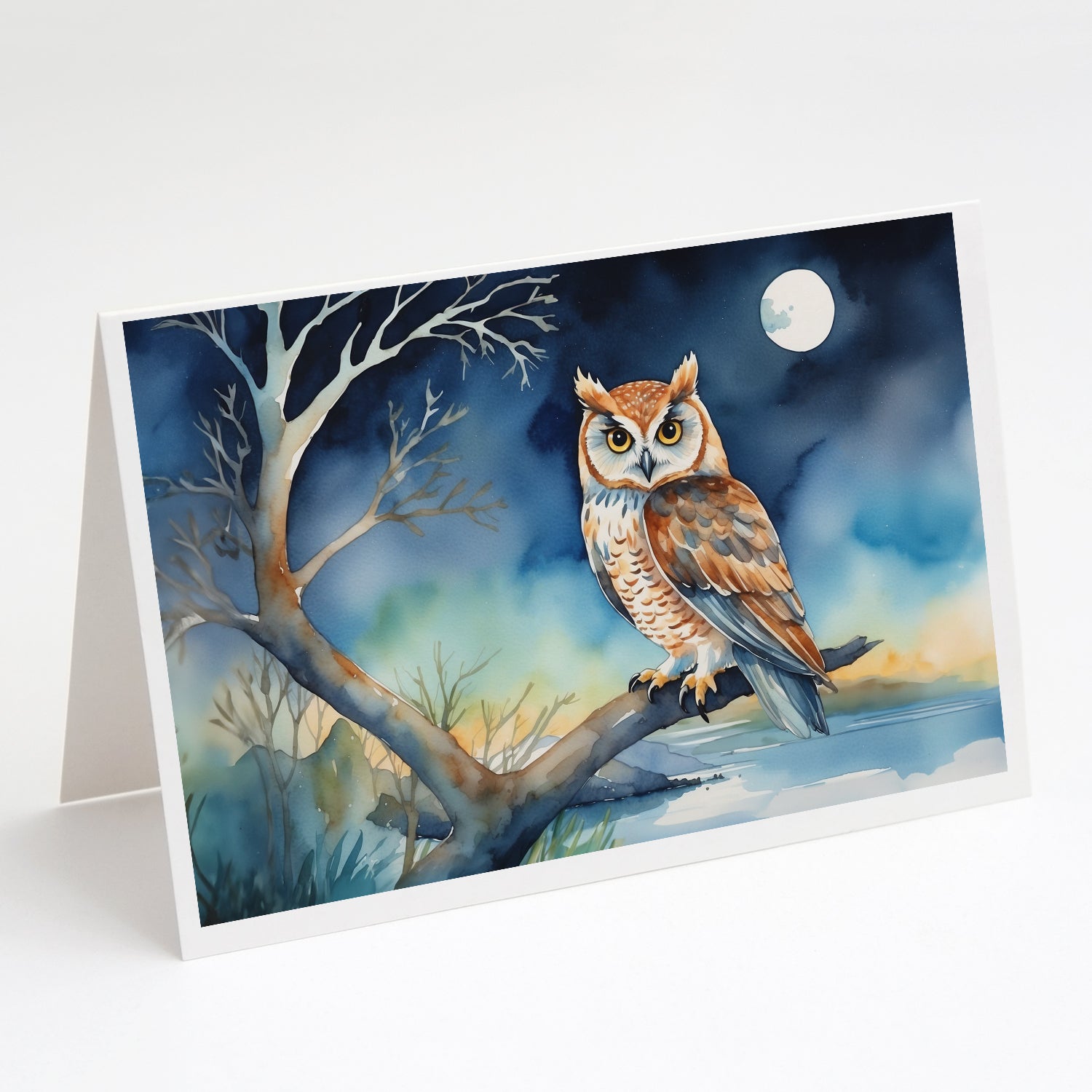 Buy this Owl Perched in Coastal Tree Greeting Cards Pack of 8