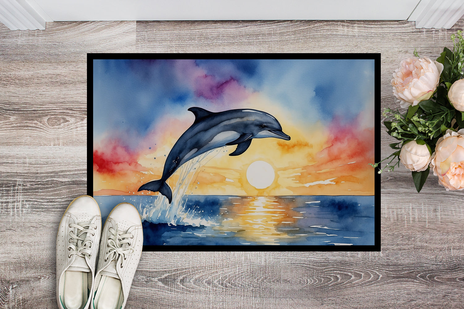 Buy this Dolphin Leaping at Sunrise Doormat