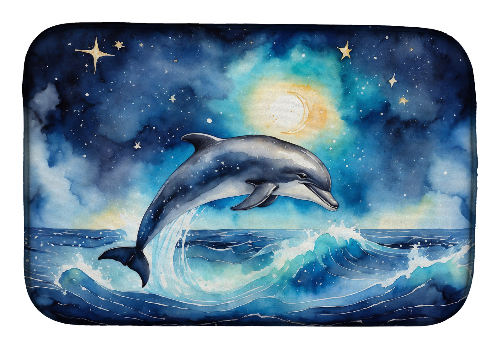 Buy this Dolphin in a Starry Sea Dish Drying Mat