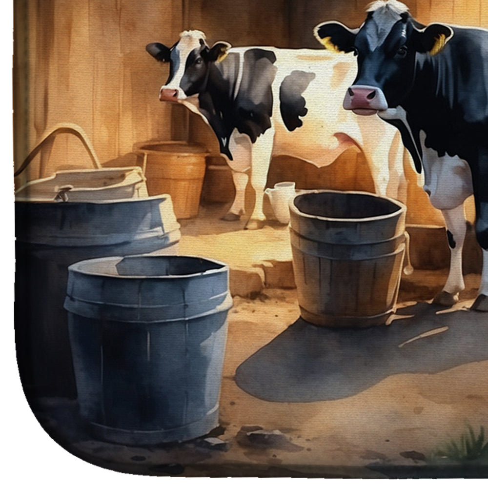 Cows Evening Milking Time Dish Drying Mat