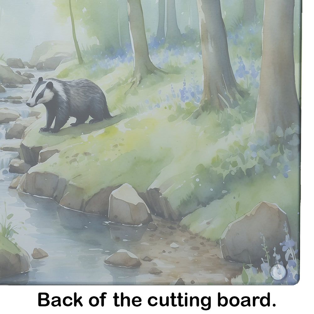 Woodland Spring Badgers Glass Cutting Board