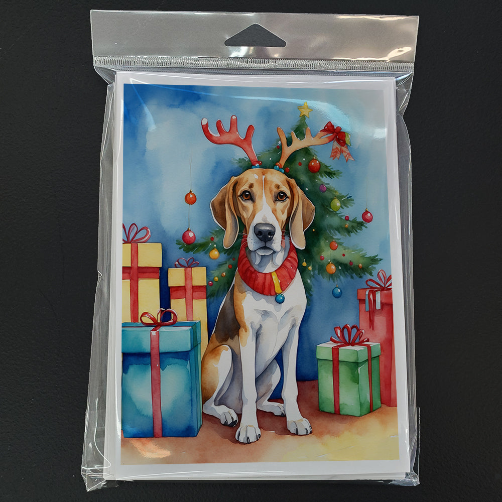 American Foxhound Christmas Reindeer Greeting Cards Pack of 8