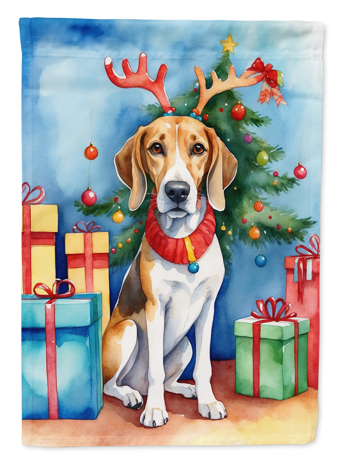 Buy this American Foxhound Christmas Reindeer Garden Flag