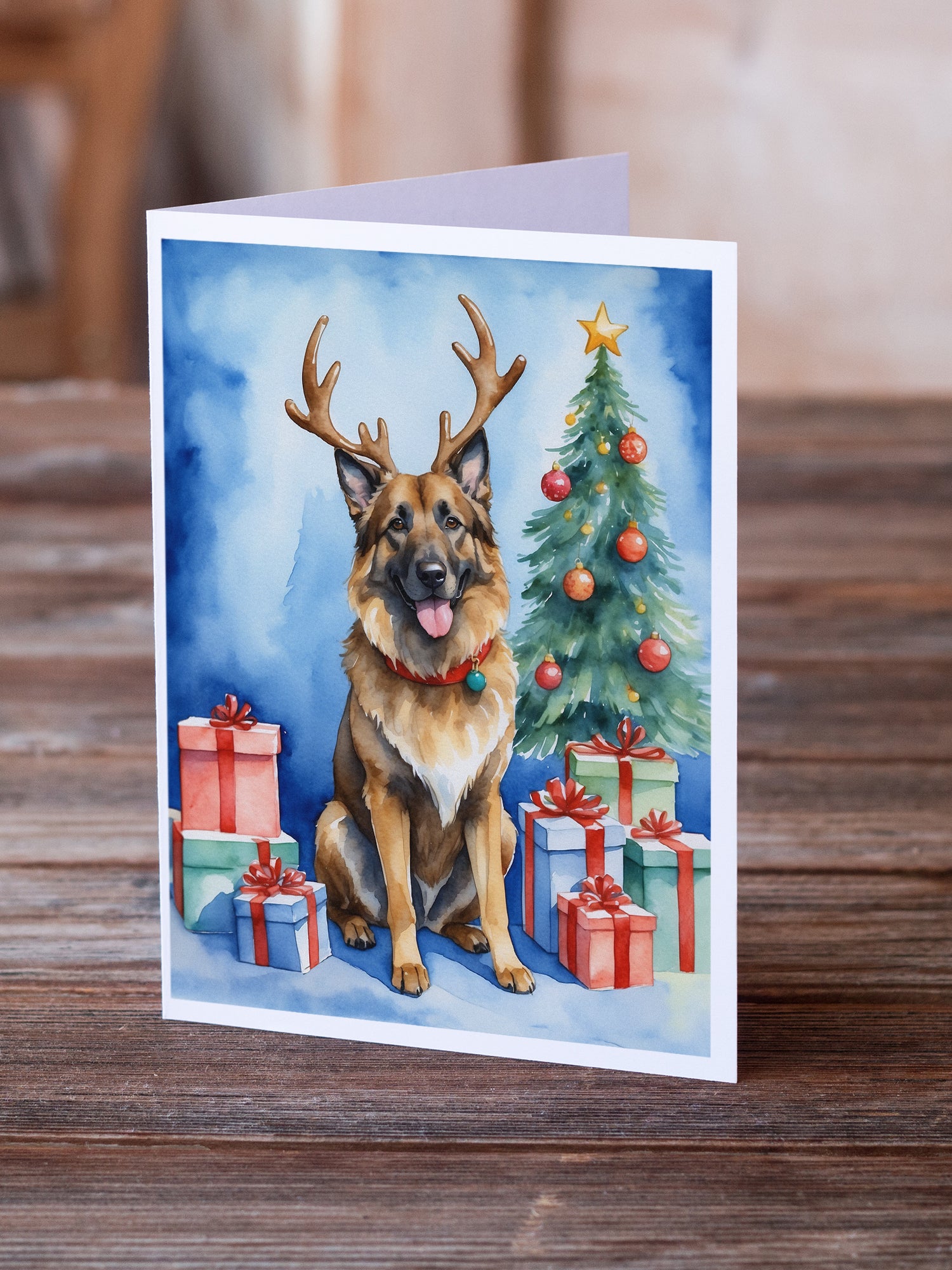 Buy this Belgian Tervuren Christmas Reindeer Greeting Cards Pack of 8