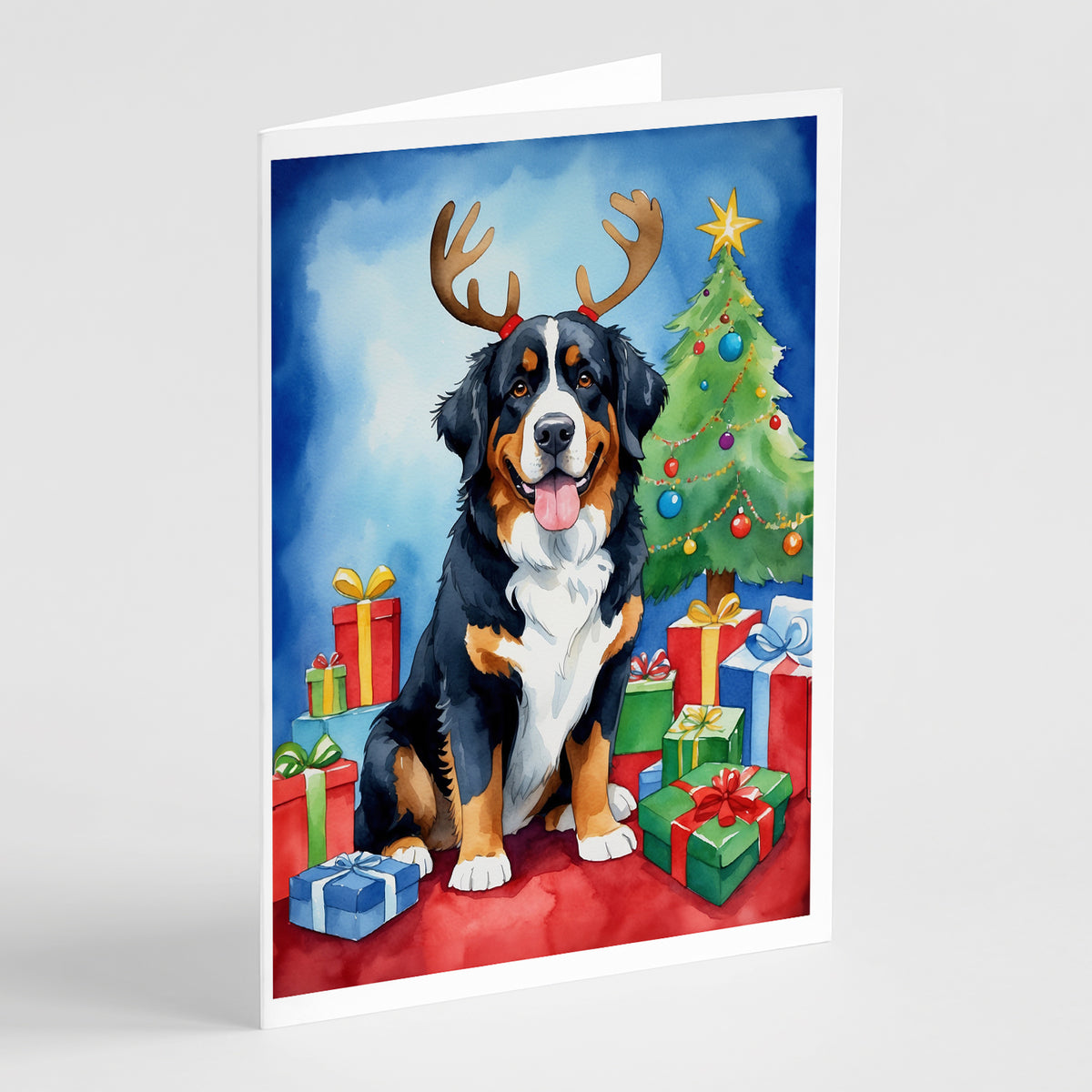 Buy this Bernese Mountain Dog Christmas Reindeer Greeting Cards Pack of 8