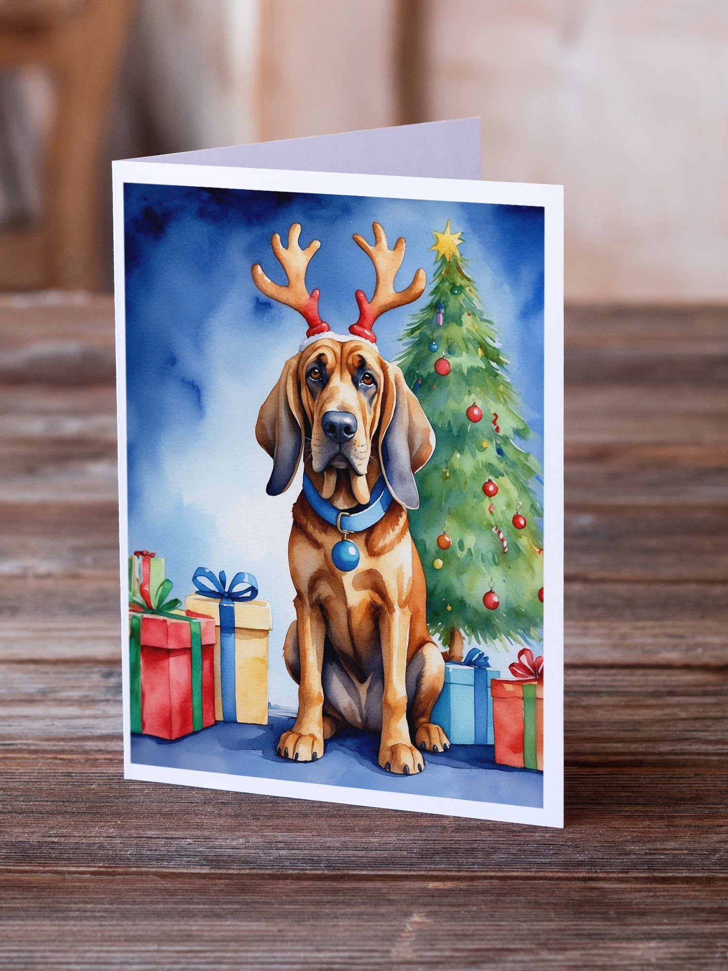 Buy this Bloodhound Christmas Reindeer Greeting Cards Pack of 8