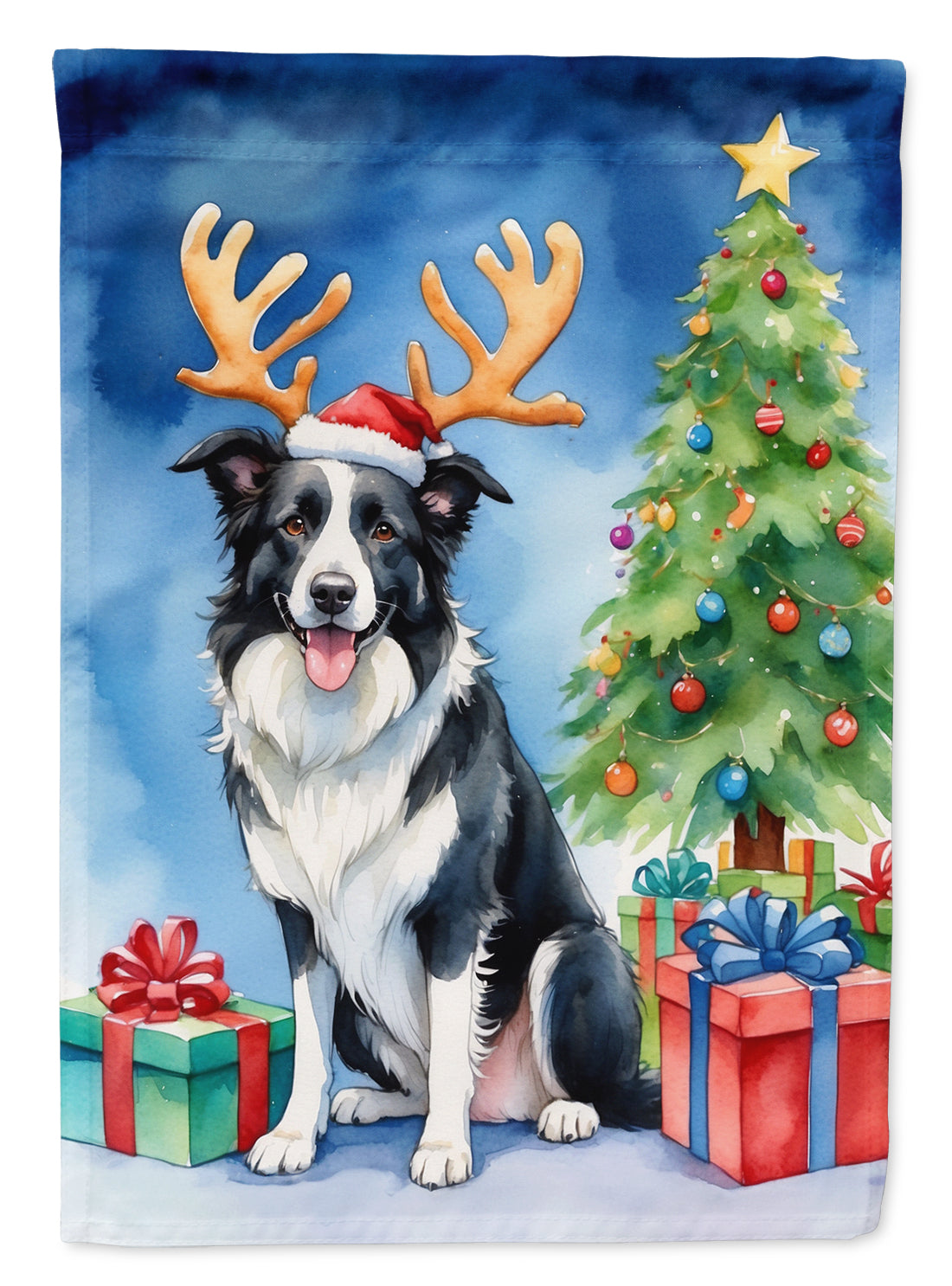 Buy this Border Collie Christmas Reindeer House Flag