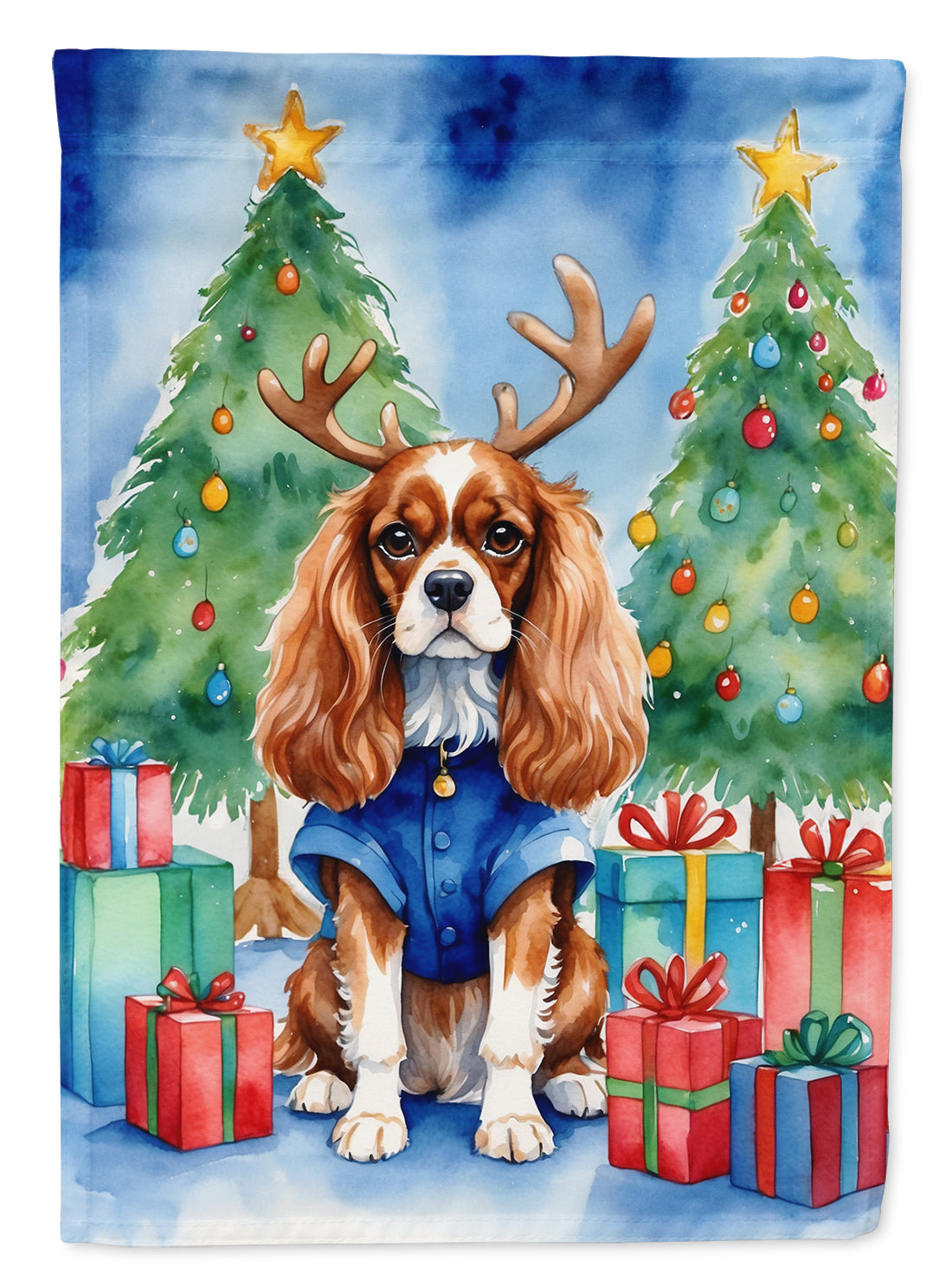 Buy this Cavalier Spaniel Christmas Reindeer House Flag