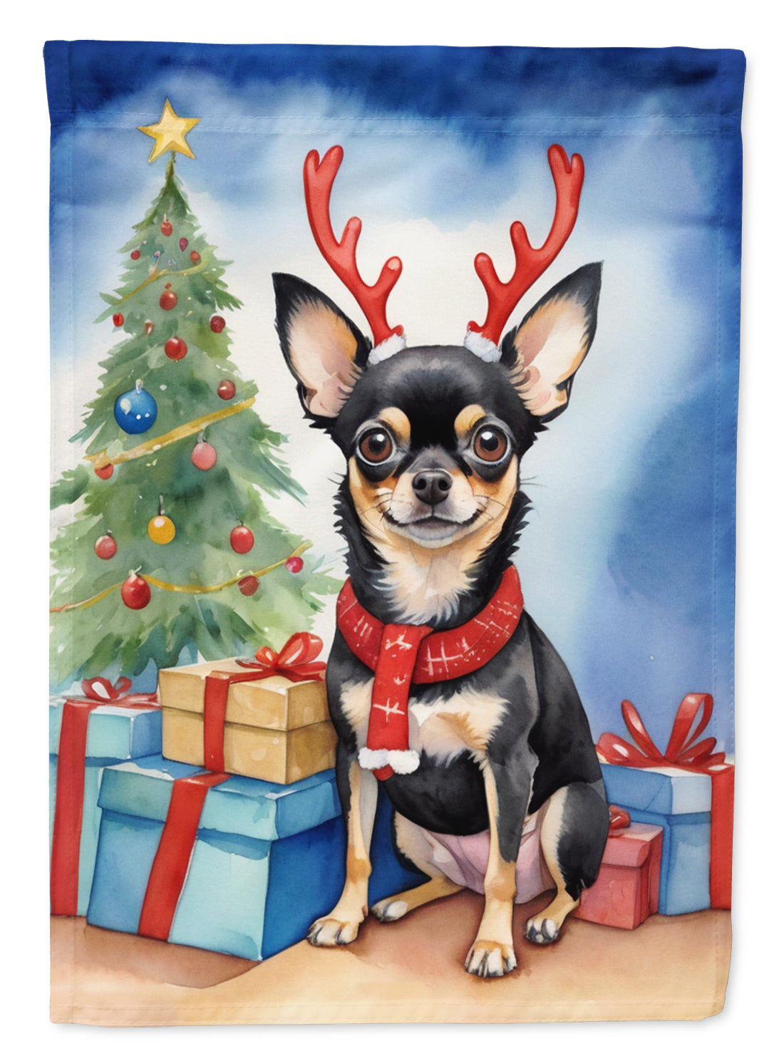 Buy this Black and Tan Chihuahua Christmas Reindeer Garden Flag