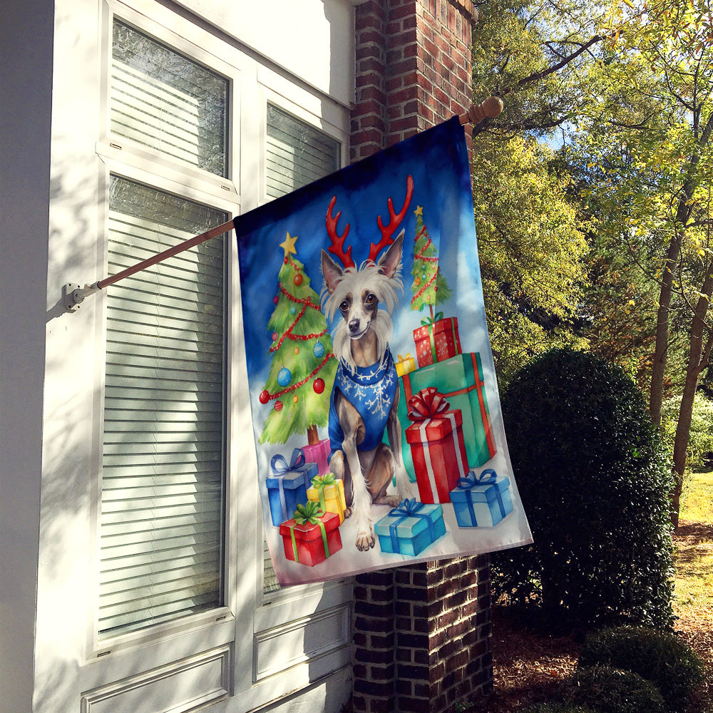 Buy this Chinese Crested Christmas Reindeer House Flag