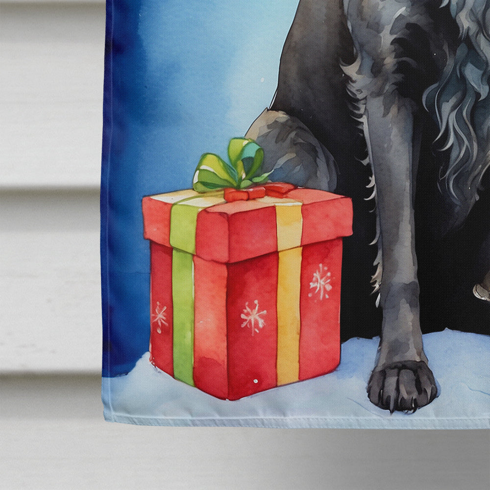 Curly-Coated Retriever Christmas Reindeer House Flag