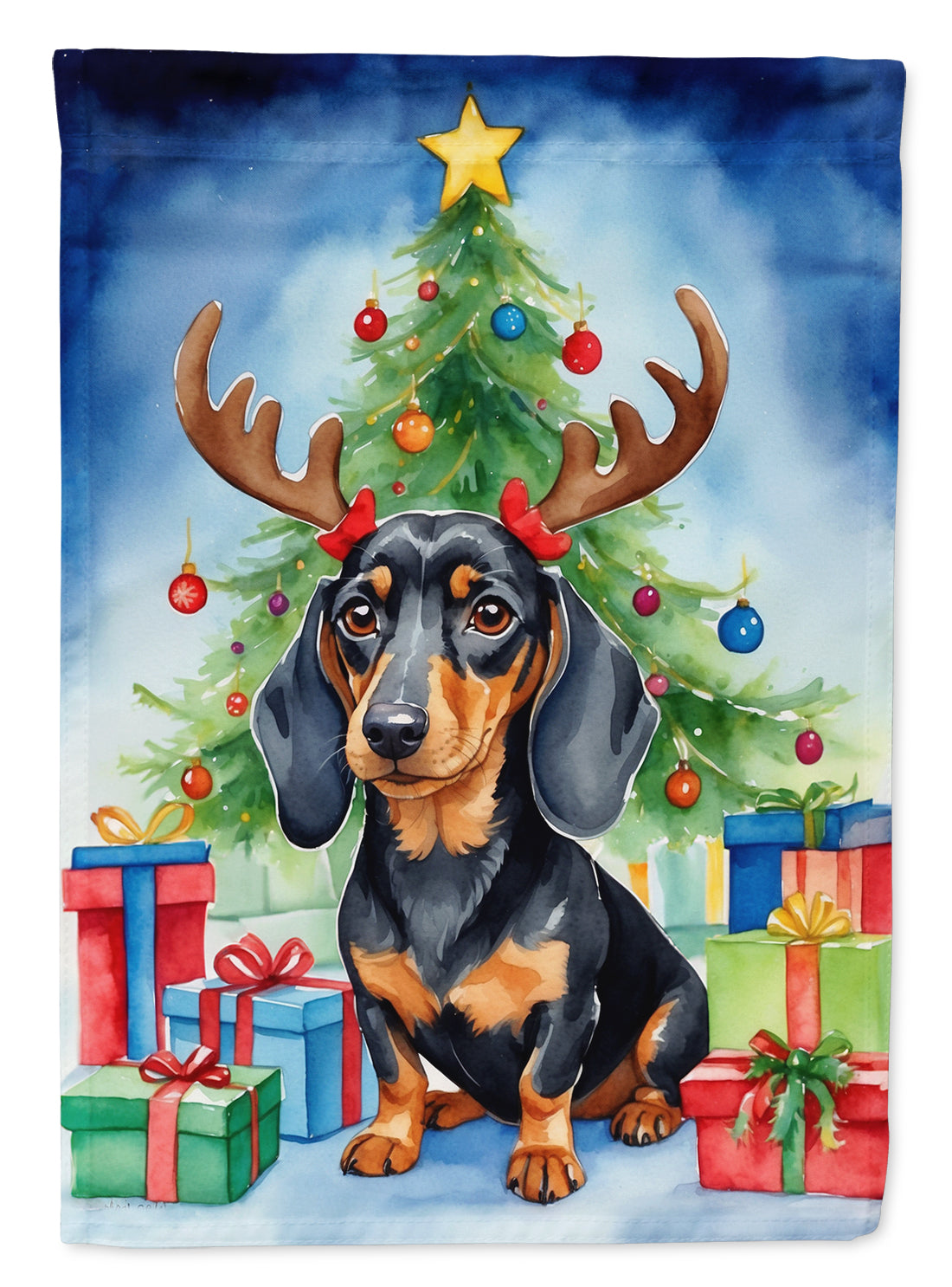 Buy this Black and Tan Dachshund Christmas Reindeer House Flag