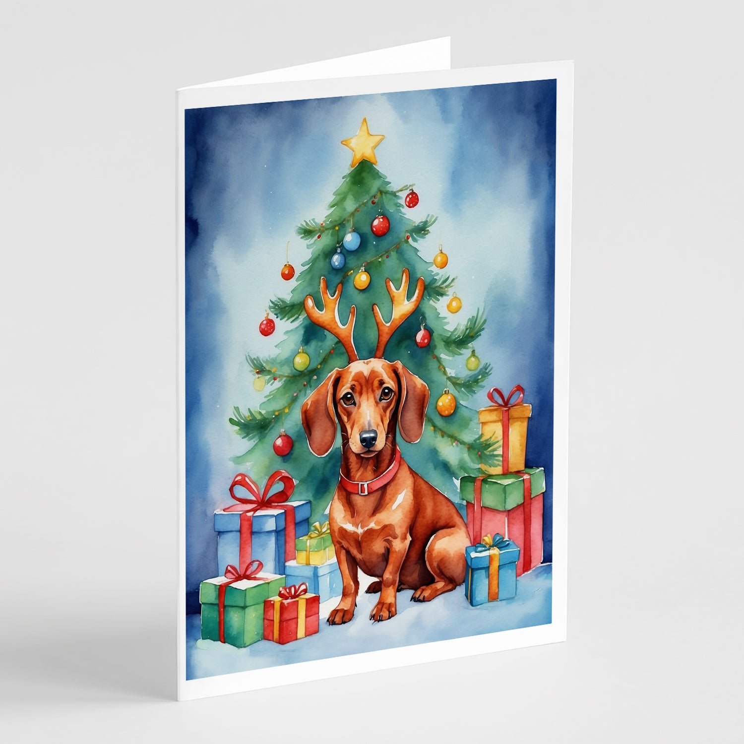 Buy this Dachshund Christmas Reindeer Greeting Cards Pack of 8