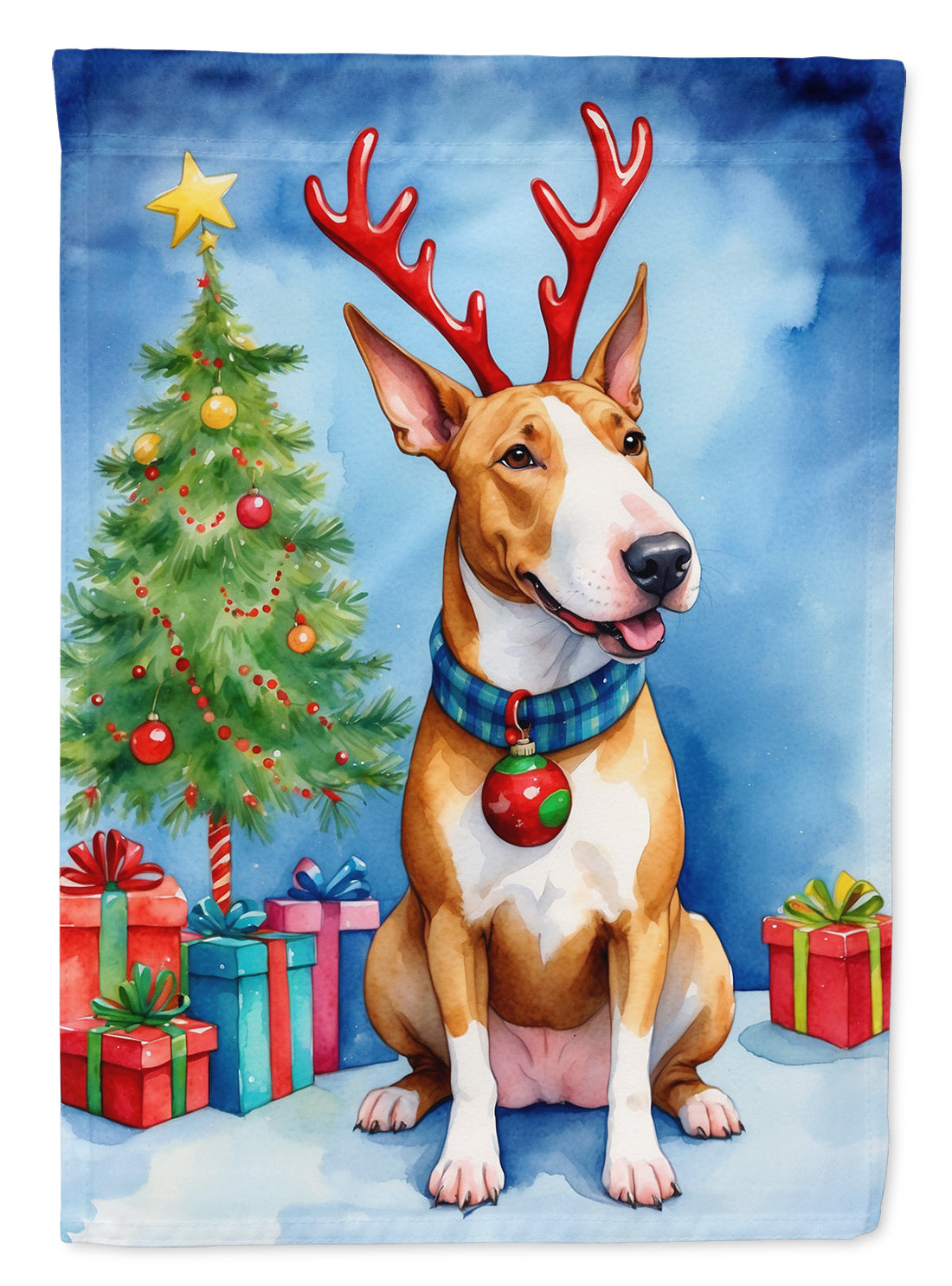 Buy this Bull Terrier Christmas Reindeer Garden Flag