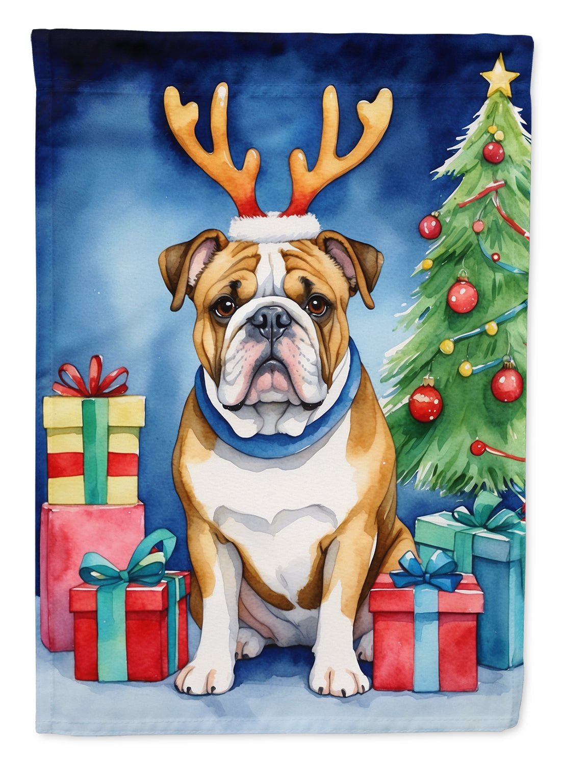 Buy this English Bulldog Christmas Reindeer Garden Flag