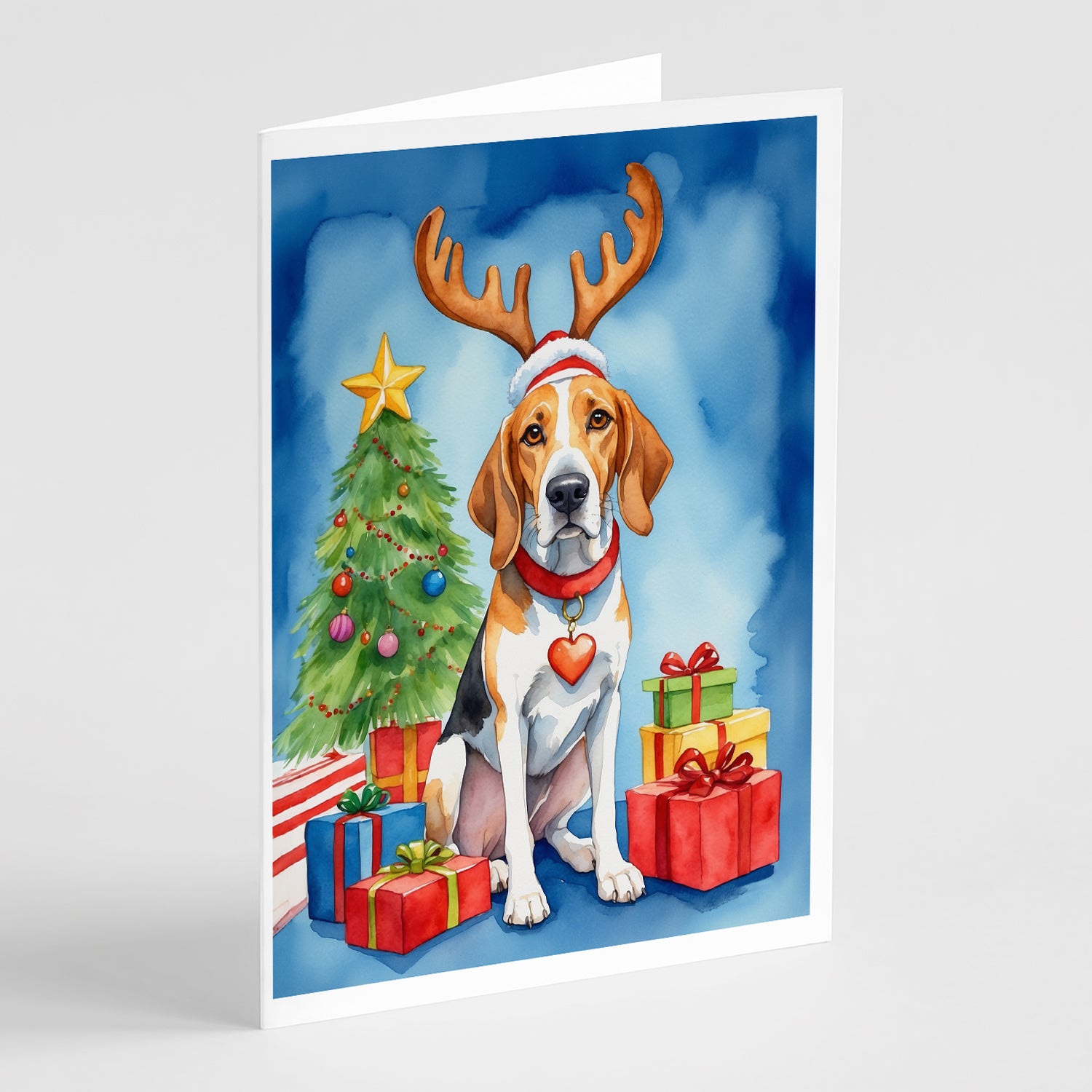 Buy this English Foxhound Christmas Reindeer Greeting Cards Pack of 8