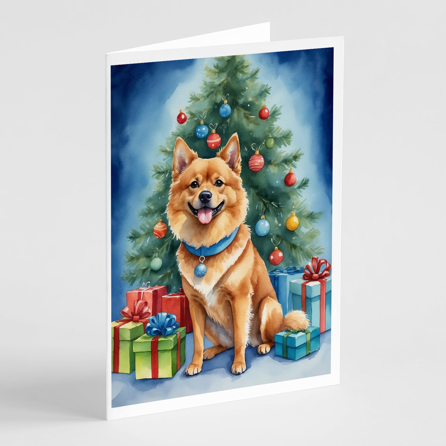 Buy this Finnish Spitz Christmas Reindeer Greeting Cards Pack of 8