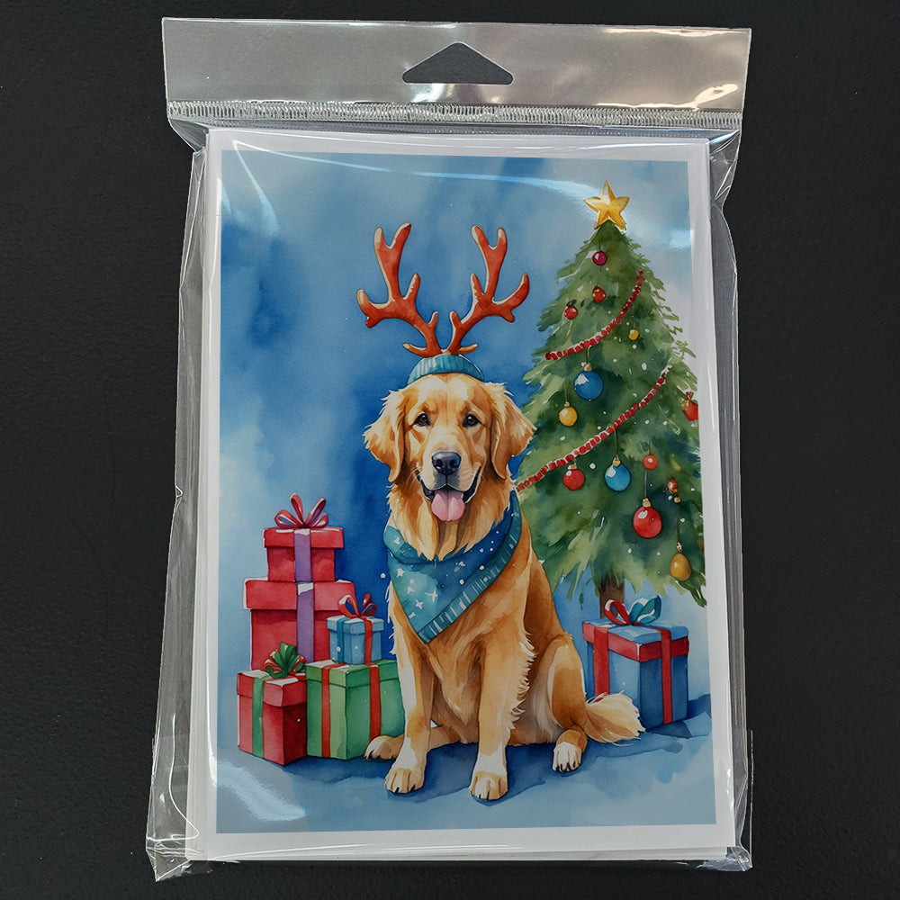 Golden Retriever Christmas Reindeer Greeting Cards Pack of 8