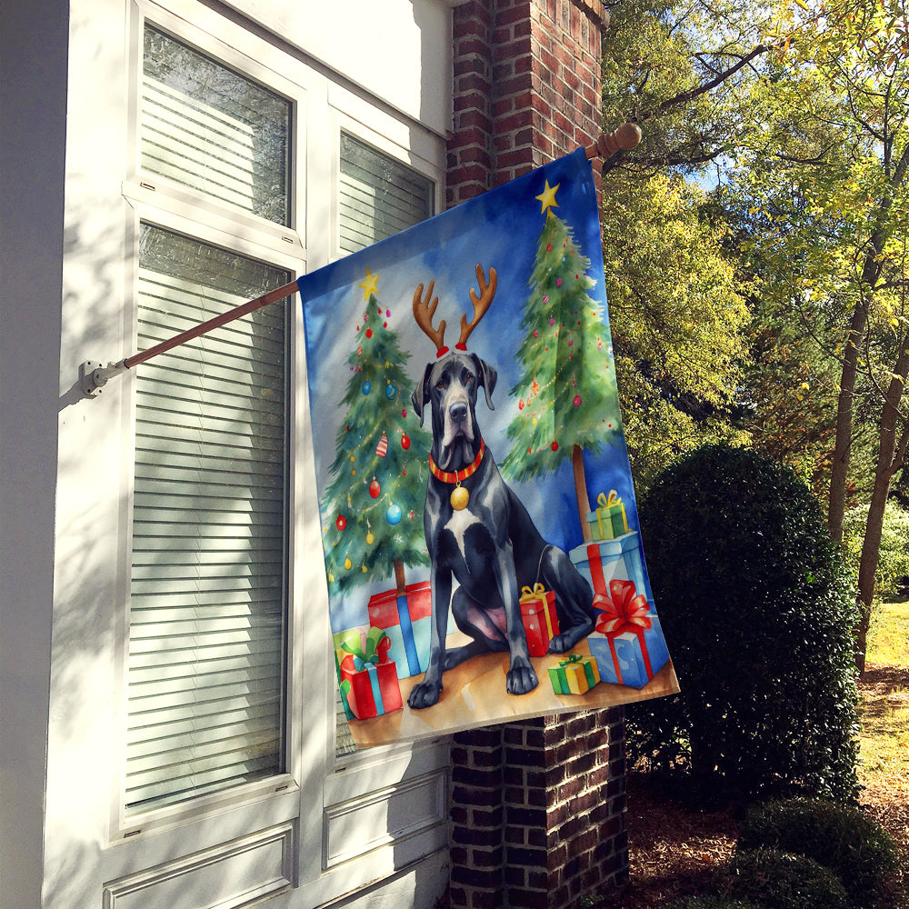 Buy this Black Great Dane Christmas Reindeer House Flag