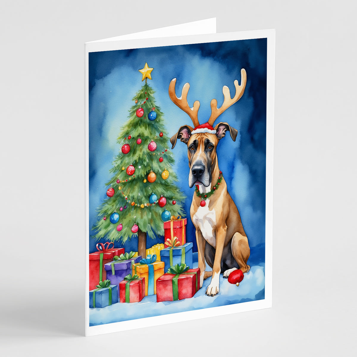 Buy this Great Dane Christmas Reindeer Greeting Cards Pack of 8