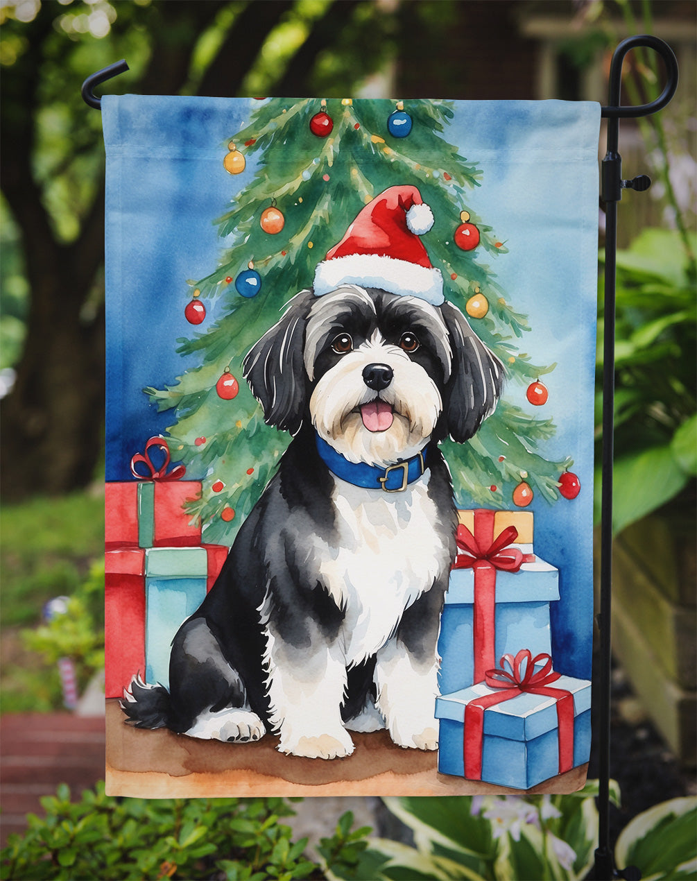 Havanese Christmas Reindeer Garden Flag