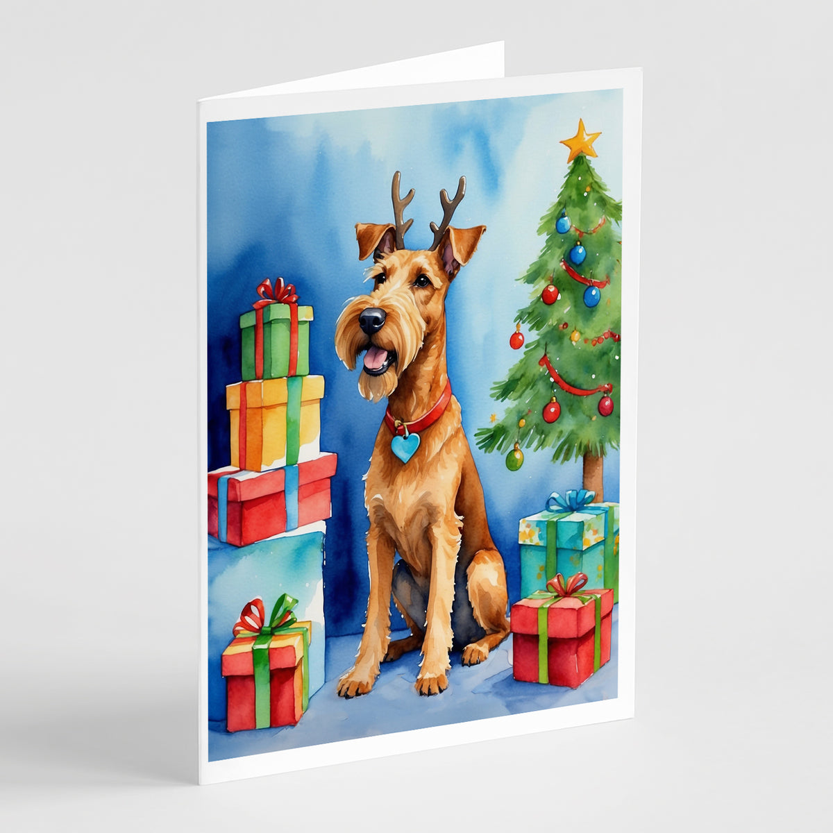 Buy this Irish Terrier Christmas Reindeer Greeting Cards Pack of 8