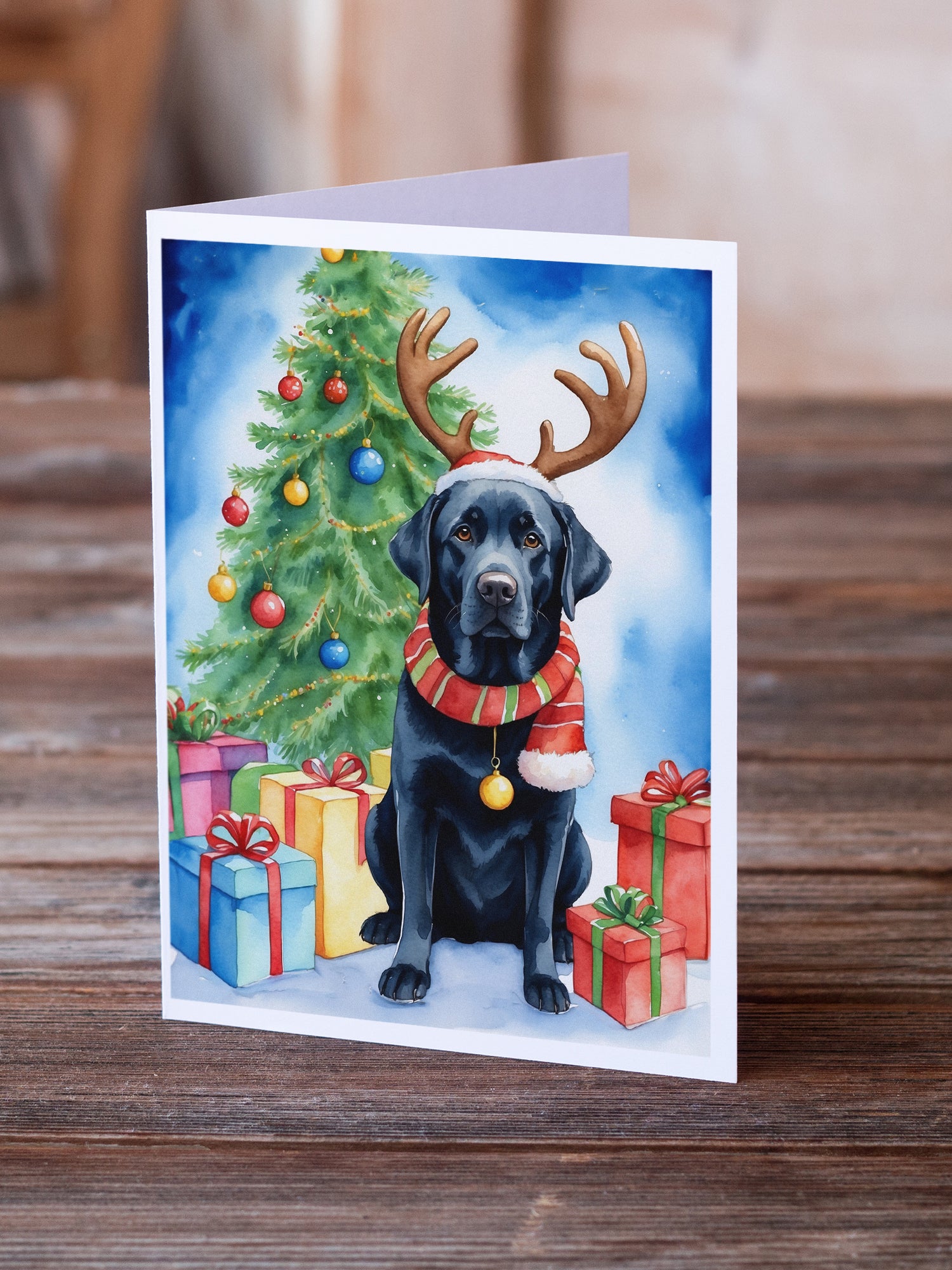 Buy this Black Labrador Retriever Christmas Reindeer Greeting Cards Pack of 8