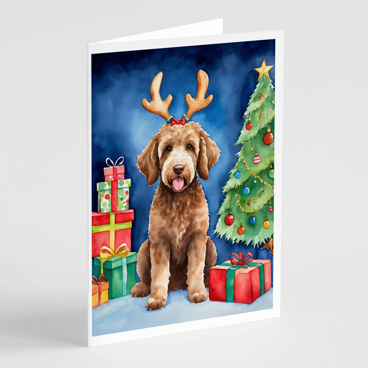 Buy this Labradoodle Christmas Reindeer Greeting Cards Pack of 8