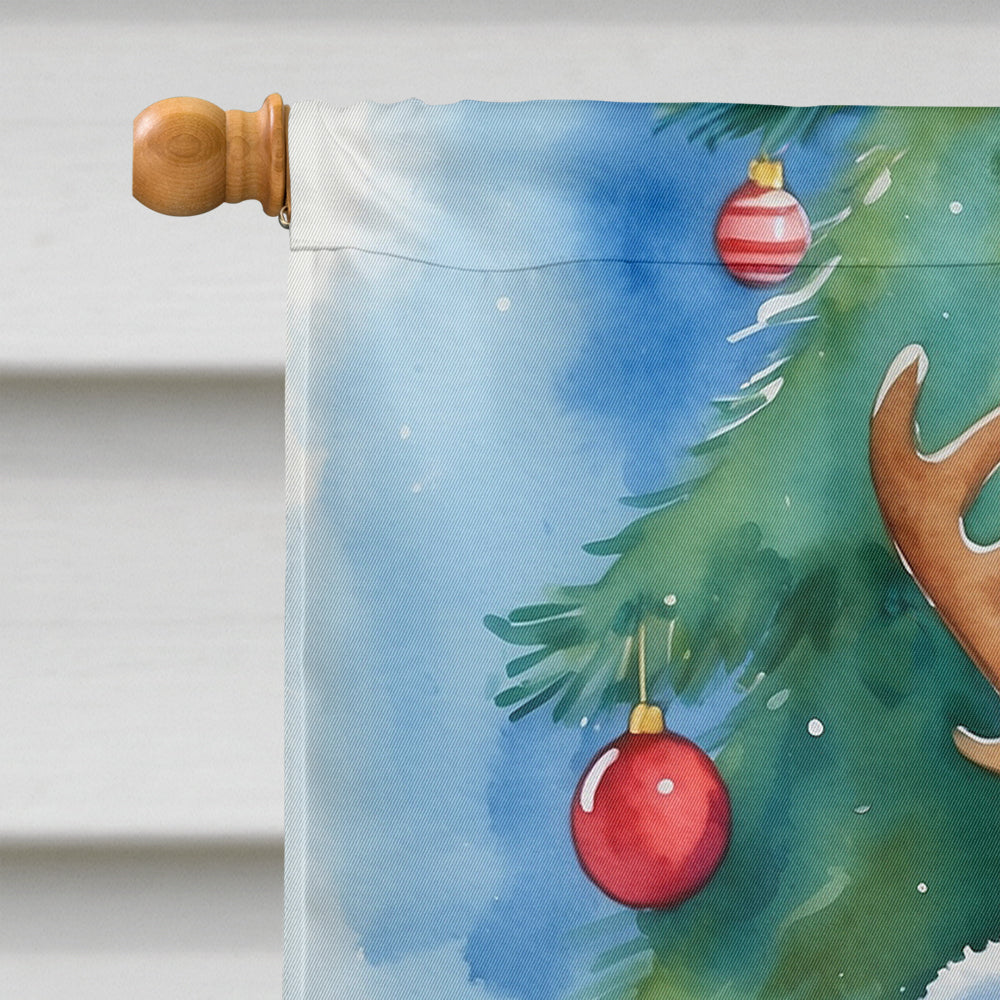 Lhasa Apso Christmas Reindeer House Flag