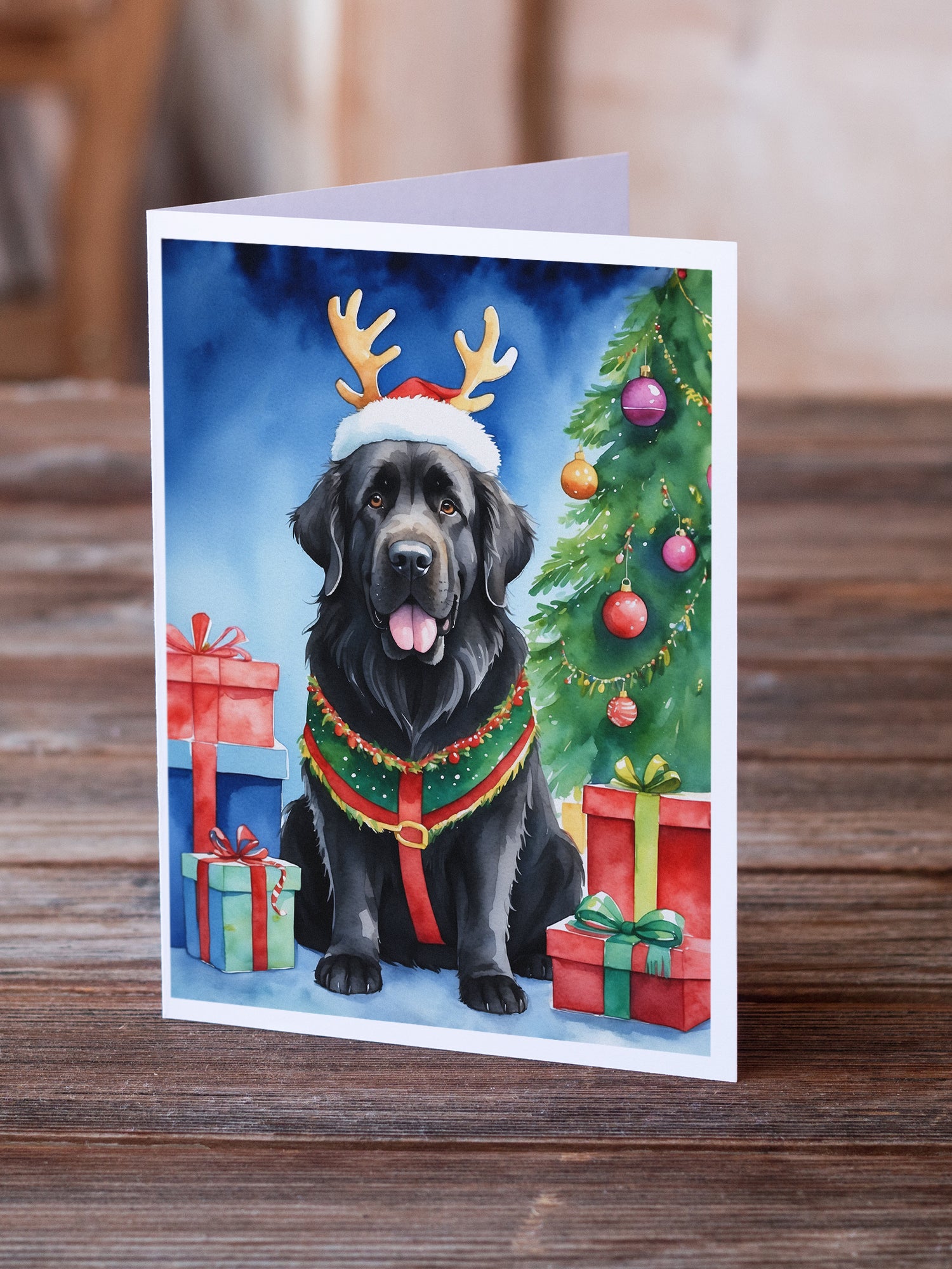 Buy this Newfoundland Christmas Reindeer Greeting Cards Pack of 8