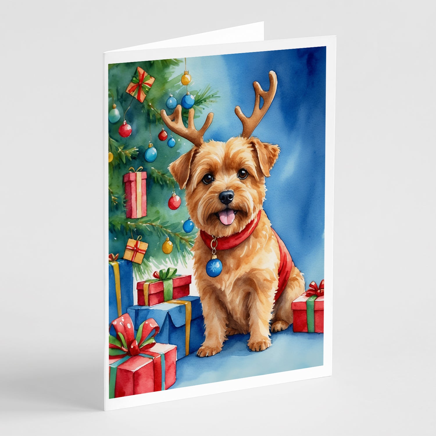 Buy this Norfolk Terrier Christmas Reindeer Greeting Cards Pack of 8