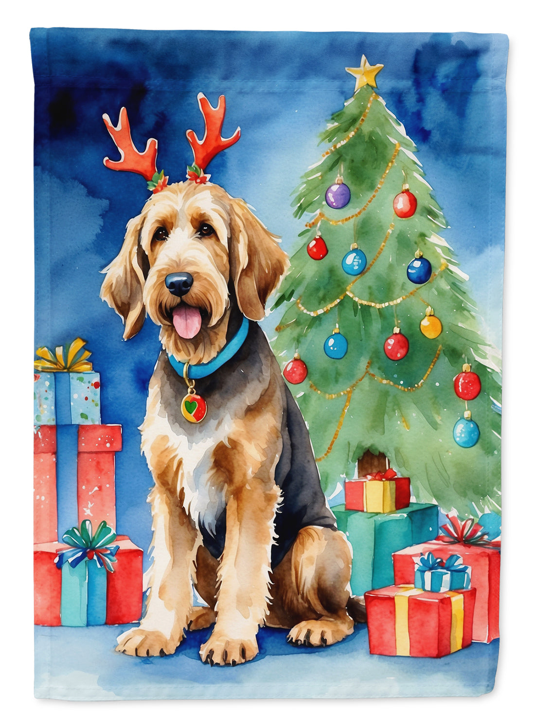 Buy this Otterhound Christmas Reindeer House Flag