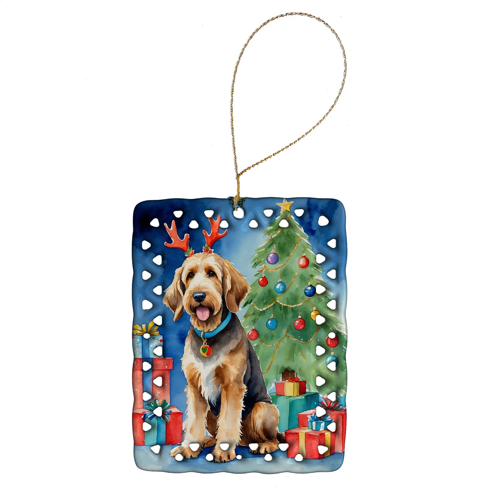 Buy this Otterhound Christmas Reindeer Porcelain Ornament